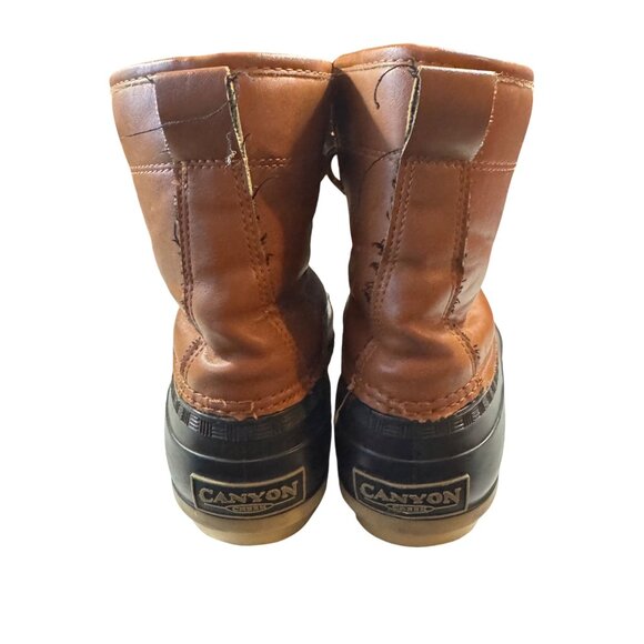Canyon Creek Duck Boots Size 8 Women's Brown & Black Rubber & Leather Lace-Up - Picture 4 of 7